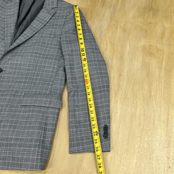 Kenneth Cole Blazer Sport Coat Mens 46L Long Slim Fit Wool Blend Stretch Gray - Picture 7 of 12